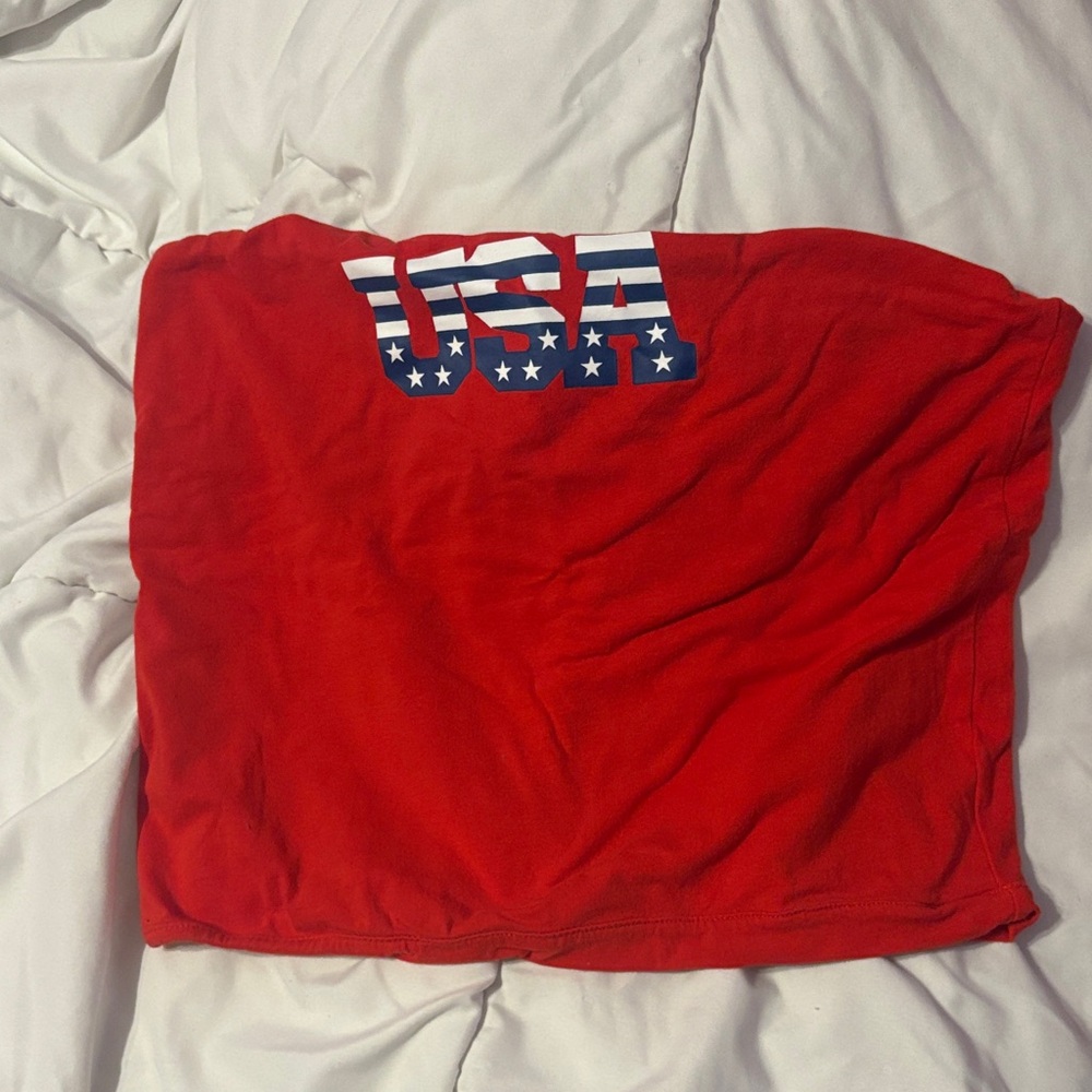 Mighty Fine Red USA Strapless Tube Top